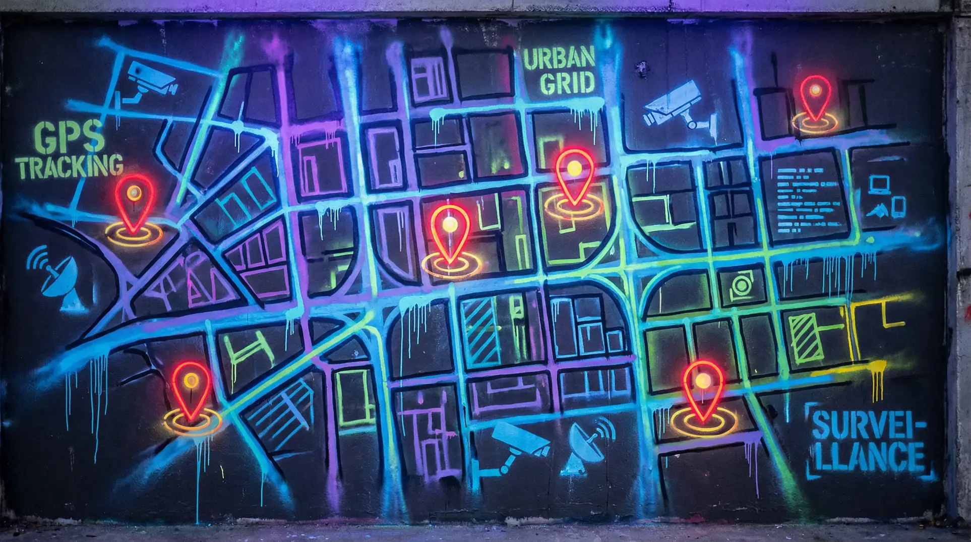 这是我的身体 狗仔追踪地图 - 城市涂鸦风格